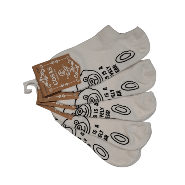 skarpetki bambusowe stopki damskie białe damskie stopki bambusowe wzór miś