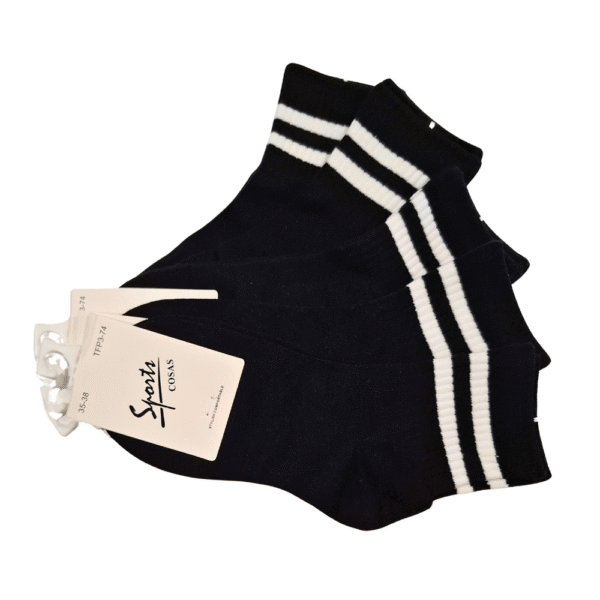 Czarne sportowe skarpetki bawełniane z białymi paskami zestaw 5 par