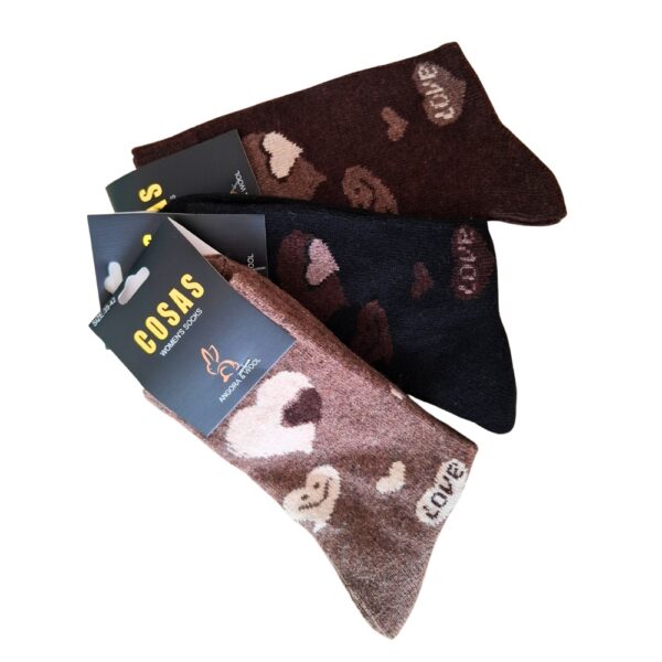 skarpety damskie z angory wzór serduszka LOVE