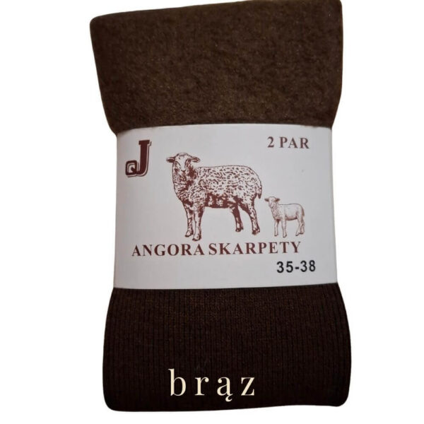 brązowe skarpety damskie z angory 95%