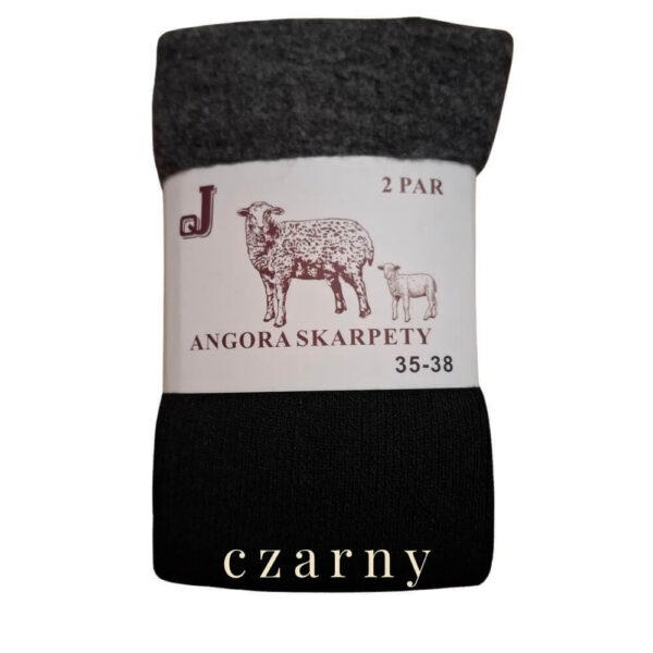 czarne skarpety z angory damskie ciepłe