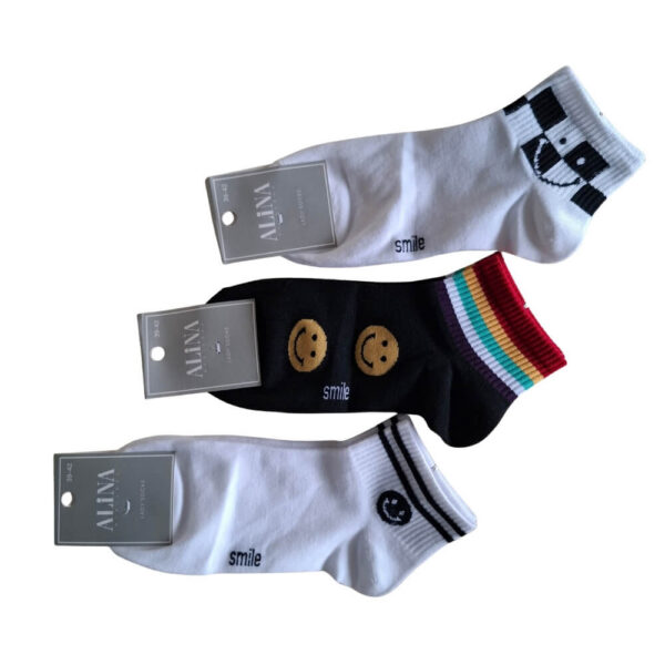 damskie skarpetki stopki smile 5 pak bawełniane mix wzorów