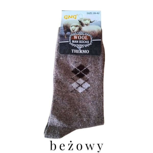 męskie skarpety angora thermo w kolorze beżowym