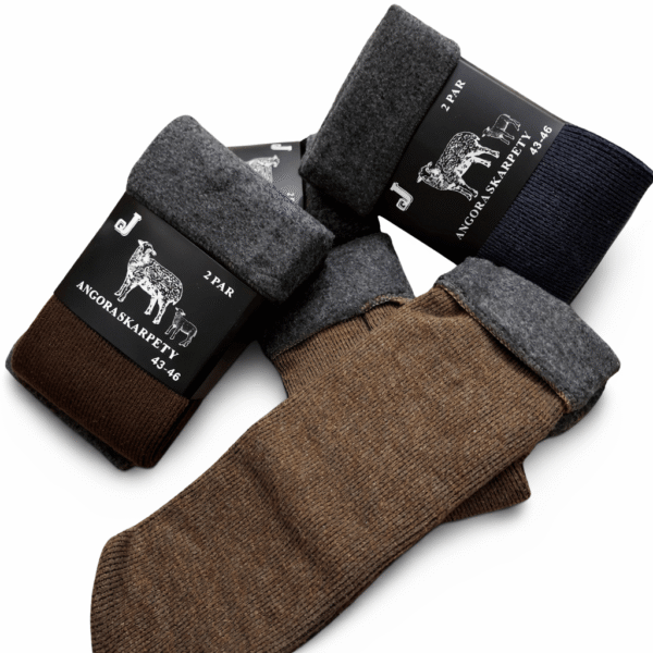 miękkie męskie skarpety z angory bez zaznaczonej pięty