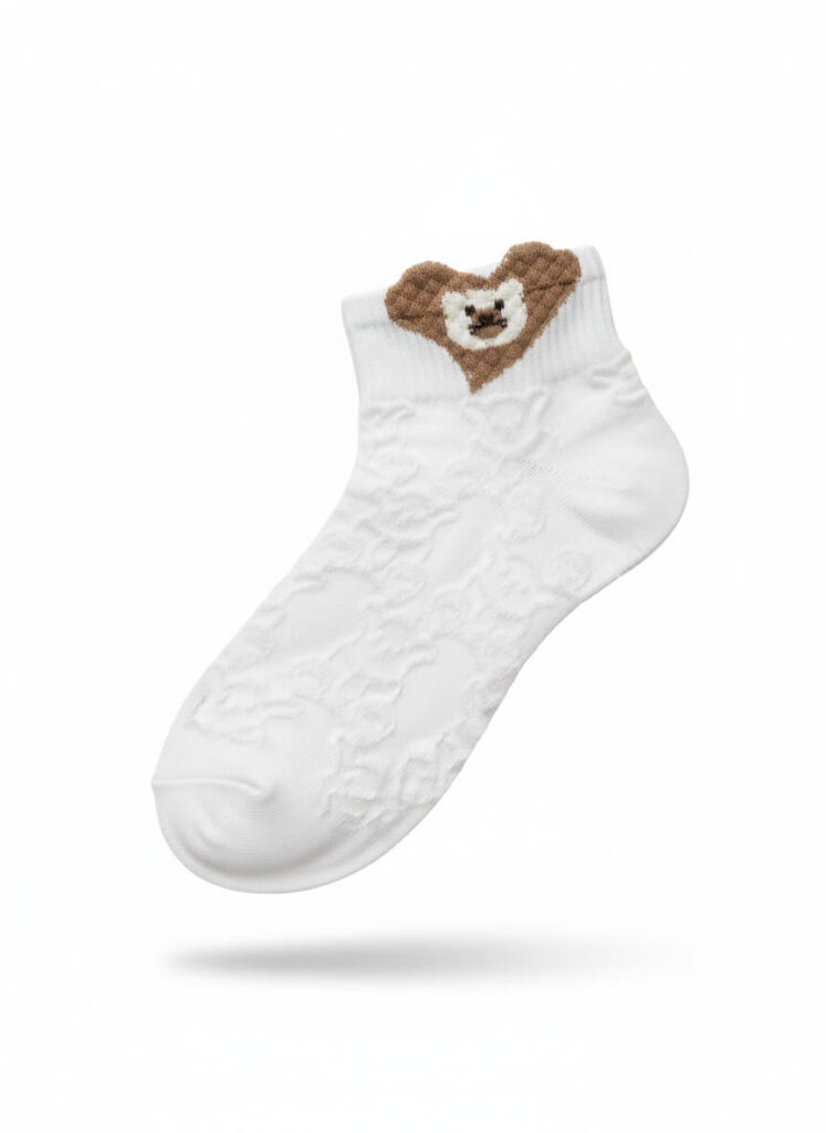 para damskich stopek białych z tłoczonym wzorem