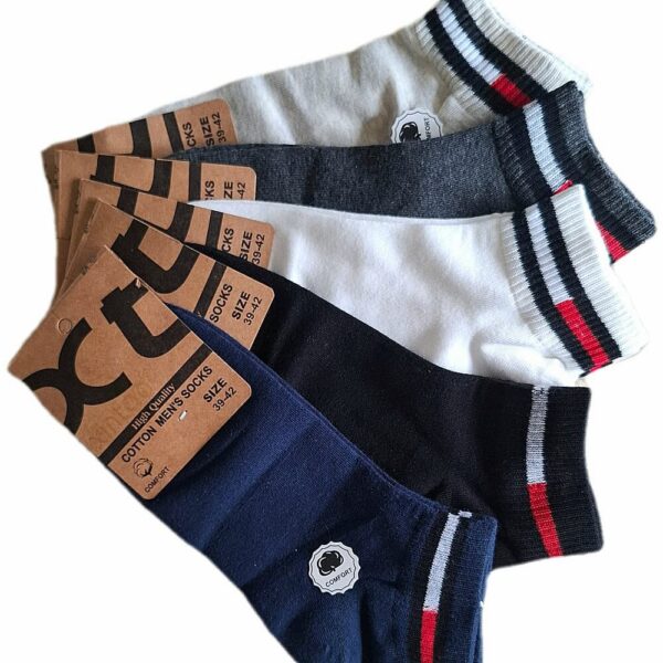 Skarpetki męskie stopki bawełniane 39-46 z kontrastowym paskiem