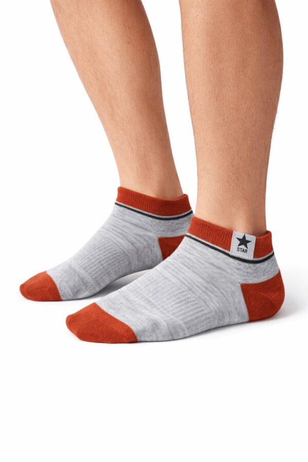 skarpety męskie stopki szare z czerwonym wykończeniem na nodze 5 par